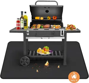 Grill Mat 70x40 inches Fireproof Heat Resistant, Underlay for BBQ, Protects Lawn Deck Patio from Grease and Sparks, Waterproof Easy Clean, Foldable for Camping Backyard