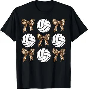 100% cotton Unisex Volleyball Coquette Bow Volleyball Mom Sister y Bow T-Shirt