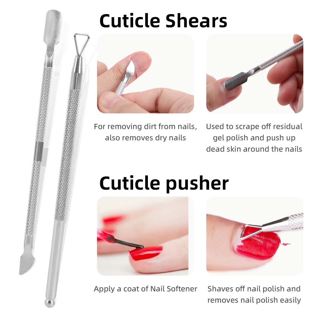 Cuticle Trimmer with Pusher and Cutter,Silver, Cuticle Remover,Cutilce Nipper Clippers,Durable Pedicure Manicure Tools, 9Pcs Nail Care Kit for Fingernails and Toenails