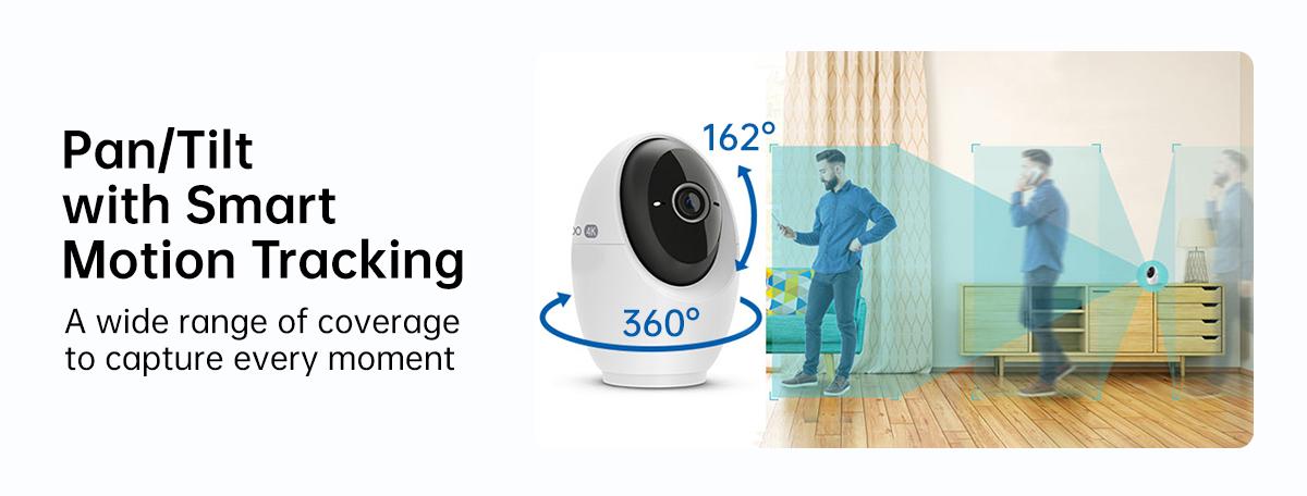 TP-Link & Tapo C260 RoomCam 360° 4K Ultra HD Pan Tilt Dual Band WiFi Indoor Security Camera with AI Face Recognition Two Way Audio and Enhanced Privacy Mode