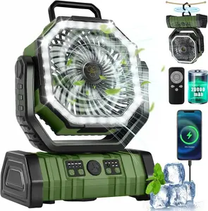 30000mAh Rechargeable Camping Fan with LED Light & Remote Control, Auto-Oscillating 4-Speed USB Desk Fan, Timer Magnetic Hook, Battery Powered Outdoor Fan for Tent, Travel, Beach, Fishing, Mobile & Office, Power Bank, Gift for Outdoor Activities