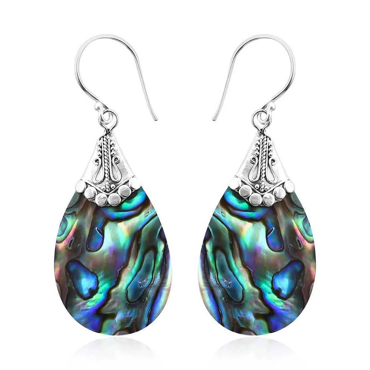 Abalone Shell Dangle Earrings for Women Sterling Silver 925 - Unique Vintage Beach Boho Earrings - Costume Jewelry Anniversary Birthday Christmas Gifts for Womens