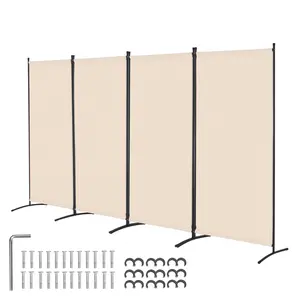 【Summervibes】VEVOR Room Divider, 4 Panel Room Divider, Folding Privacy Screen and Portable Partition Divider for Room Separation, Freestanding Room Partitions for Office, Bedroom, Study, Beige