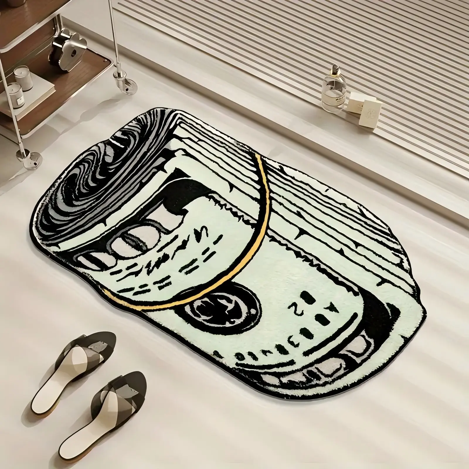 Money Rug 100 Dollar Bill Rug Creative Funky Fun Bath Mat for Bathroom Bedroom Living Room Front Door Home Decor Door Mat Decorative Rug home essentials bathroom decor bathroom accessories