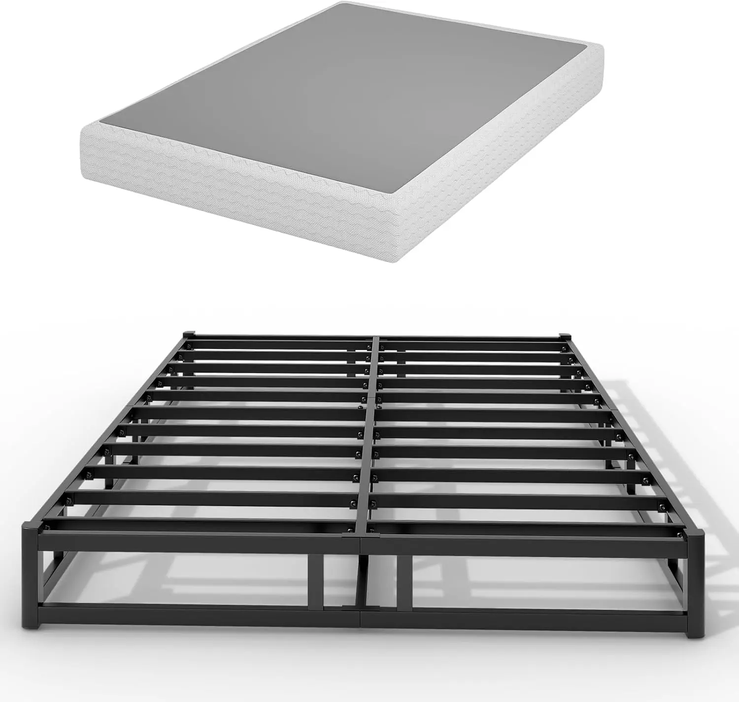 【Home Makeover Season】Box Spring 5 & 7 Inch Low Profile Bed Base Metal Mattress Foundation with Cotton Washable Cover Quiet Easy Assembly Sturdy Support for All Bed Types