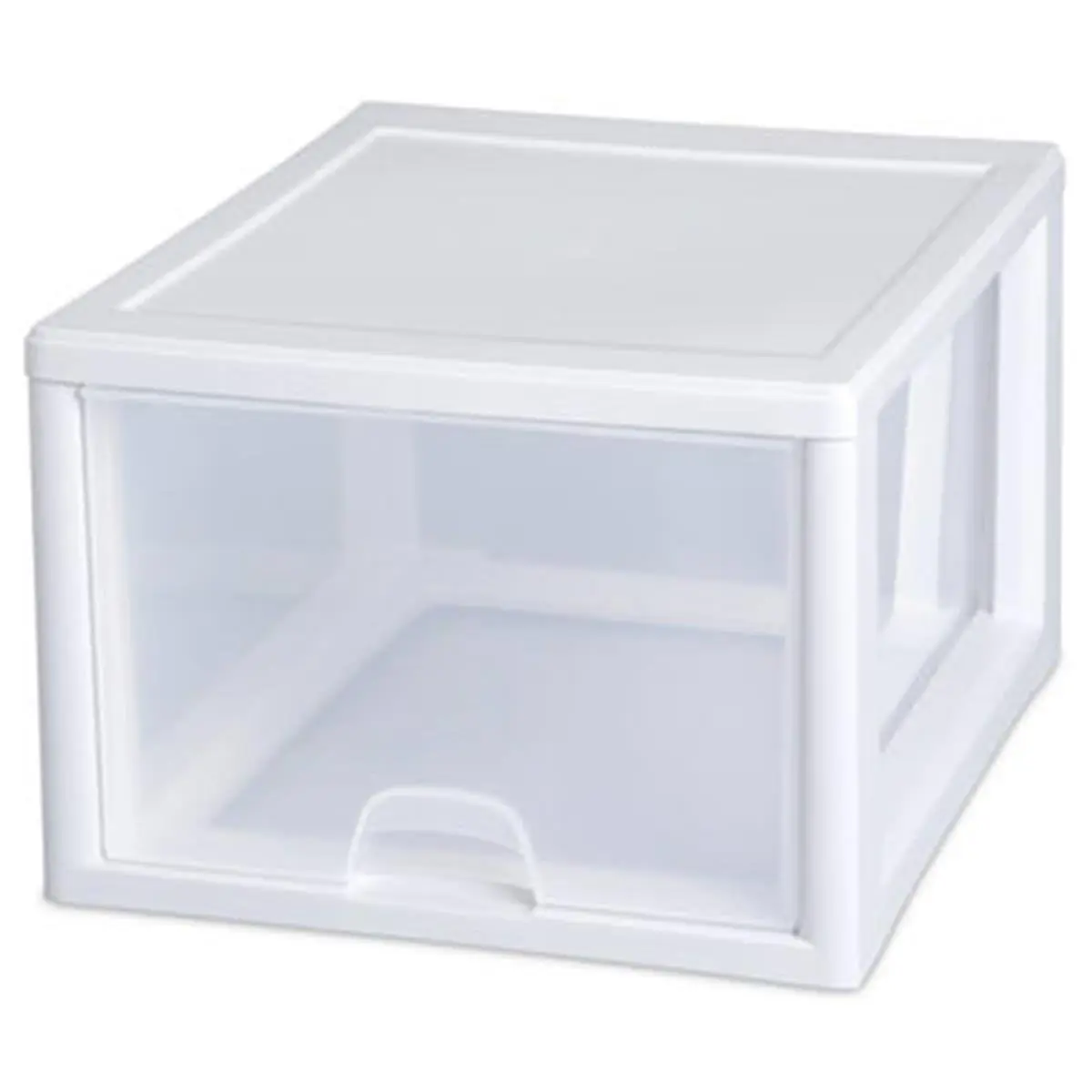 Sterilite 27 Qt Stacking Type Drawer - Durable See-Through Plastic Storage Drawer, 17x14.38x10.25 in Home Organizer Rack, 4 lbs Capacity for Closet Storage & Home Supplies