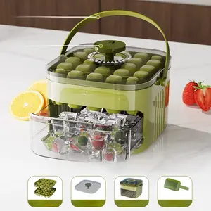 Press Ice Tray Ice Cube Mold Ice Box Ice Making Tool Large Capacity Ice Storage Ice Maker NONE