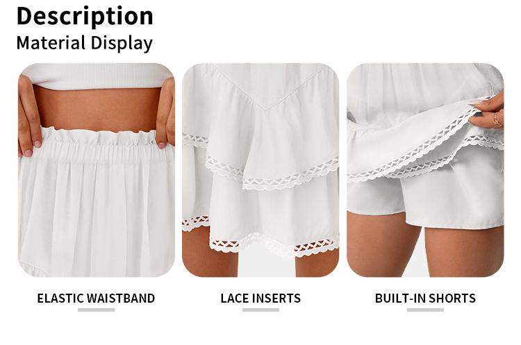 Automet Flowy Shorts for Women Casual Boho Ruffle Tiered Skorts High Waist Mini Skirts Golf Tennis Crochet Shorts Fallreshness SpringStatements