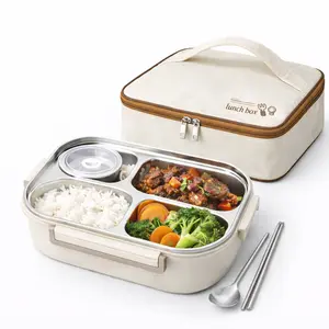 Bento Box Stackable Insulated Lunch Container Meal Prep 1500ml Insulated Lunch Box Set with 316 Stainless Steel Bento Box and Soup Bowl Reusable Tableware with Spoon & Chopsticks for Work School and Travel Large Capacity Meal Prep Container Portable