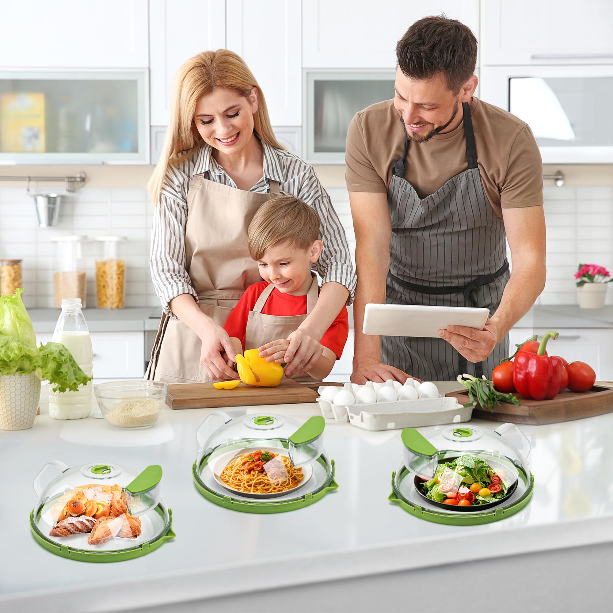 UFORU Microwave Splatter Cover with Water Steamer, 10 inch Clear Microwave Plate Cover Lid for Food, Kitchen Gadgets Accessories for Microwave Oven Kitchenware Utensils