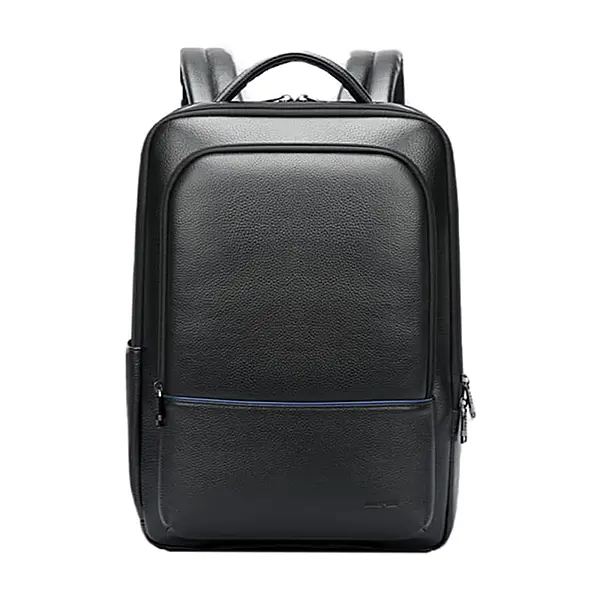 BOPai Genuine Leather Backpack for Men Multi-Function 15.6 inch Laptop Premium Executive Business Travel Friendly Smart Rucksack Anti Theft Large Capacity Office Classic Black