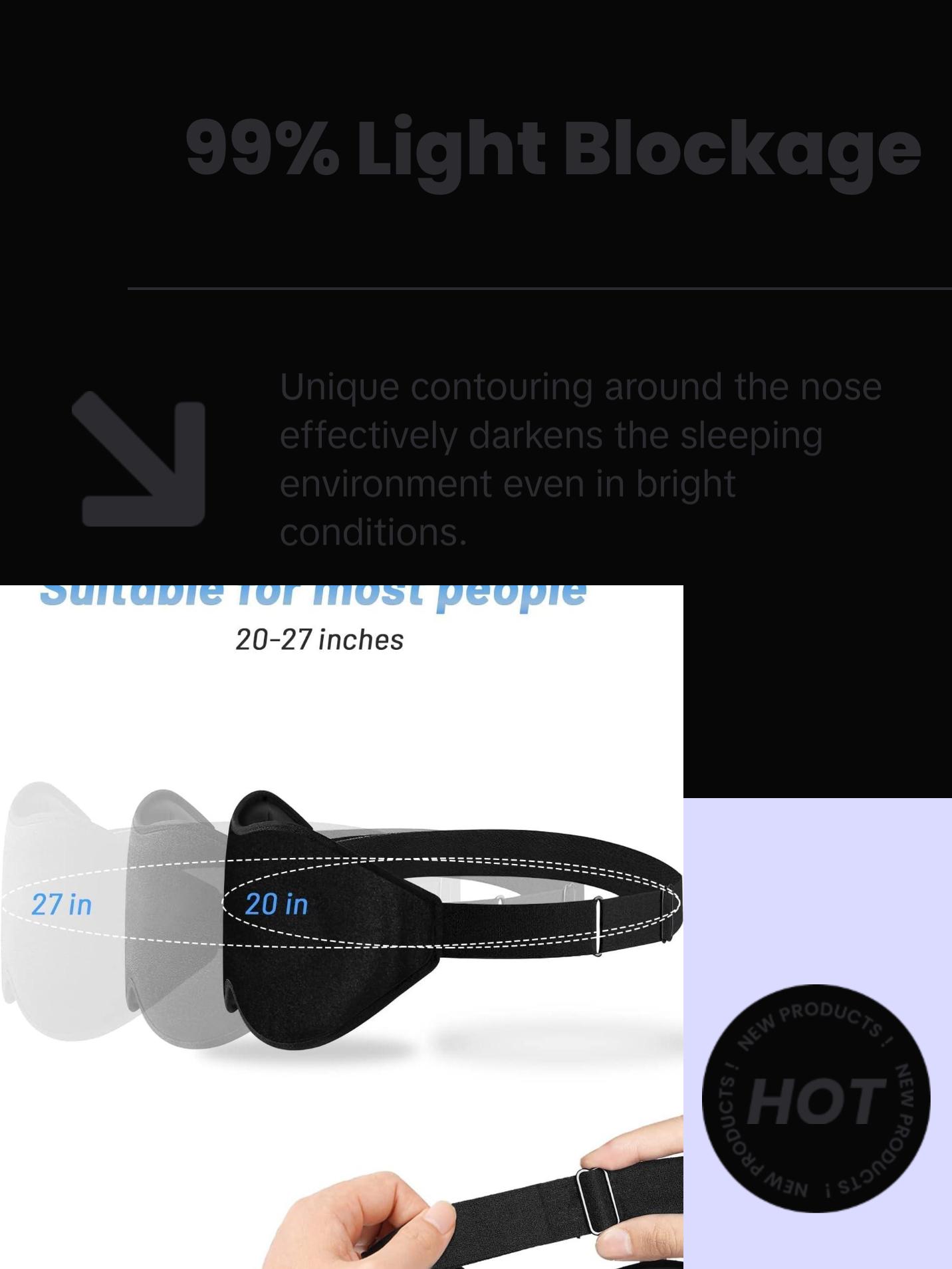 3D Sleep Eye Mask for Men & Women, Lash Extension Friendly, Travel Blackout Blindfold, Adjustable Strap – Black 3D Sleep Eye Mask for Men & Women, Lash Extension Friendly, Travel Blackout Blindfold, Adjustable Strap – Black