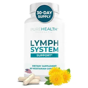 Lymphatic Support Supplement for Swelling & Fluid Retention - PureHealth Research Lymph System Support - Natural Detox for Leg, Foot & Ankle Puffiness - with Burdock Root & Dandelion - 60 Capsules