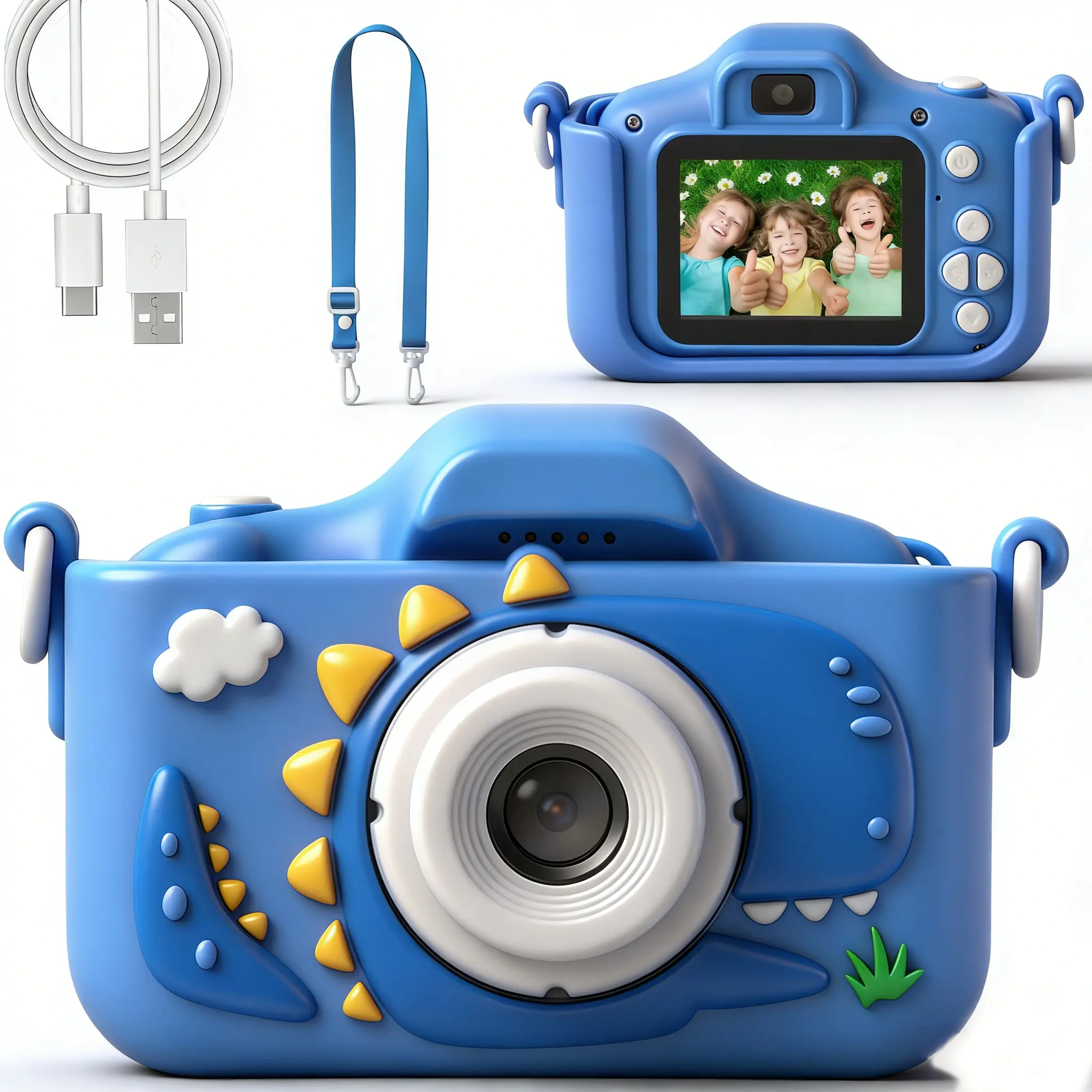 Kids' Digital Camera, 64GB Memory Card & Card Reader, 1080P HD, 48MP, Video Recording, 5 Games, Ideal Gift for Kids' Birthday, Christmas & Halloween