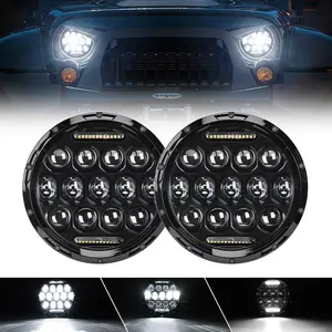 Honey Comb 7" 75W Cree LED Headlight DRL Hi/Lo Beam For 1997+ Jeep Wrangler JK/TJ/CJ/LJ/JL & Gladiator JT