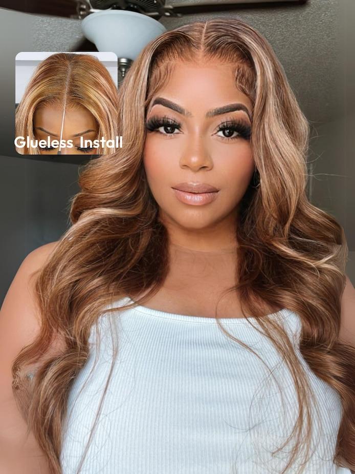 UNice Glueless Honey Blonde Highlights Body Wave Wig With Drawstring Pre Cut 7x5 HD Lace Closure Human Hair Wigs with Bleached Knots Beginners Friendly Ready and Go #greenish#TikTokShopSpringGlowUp