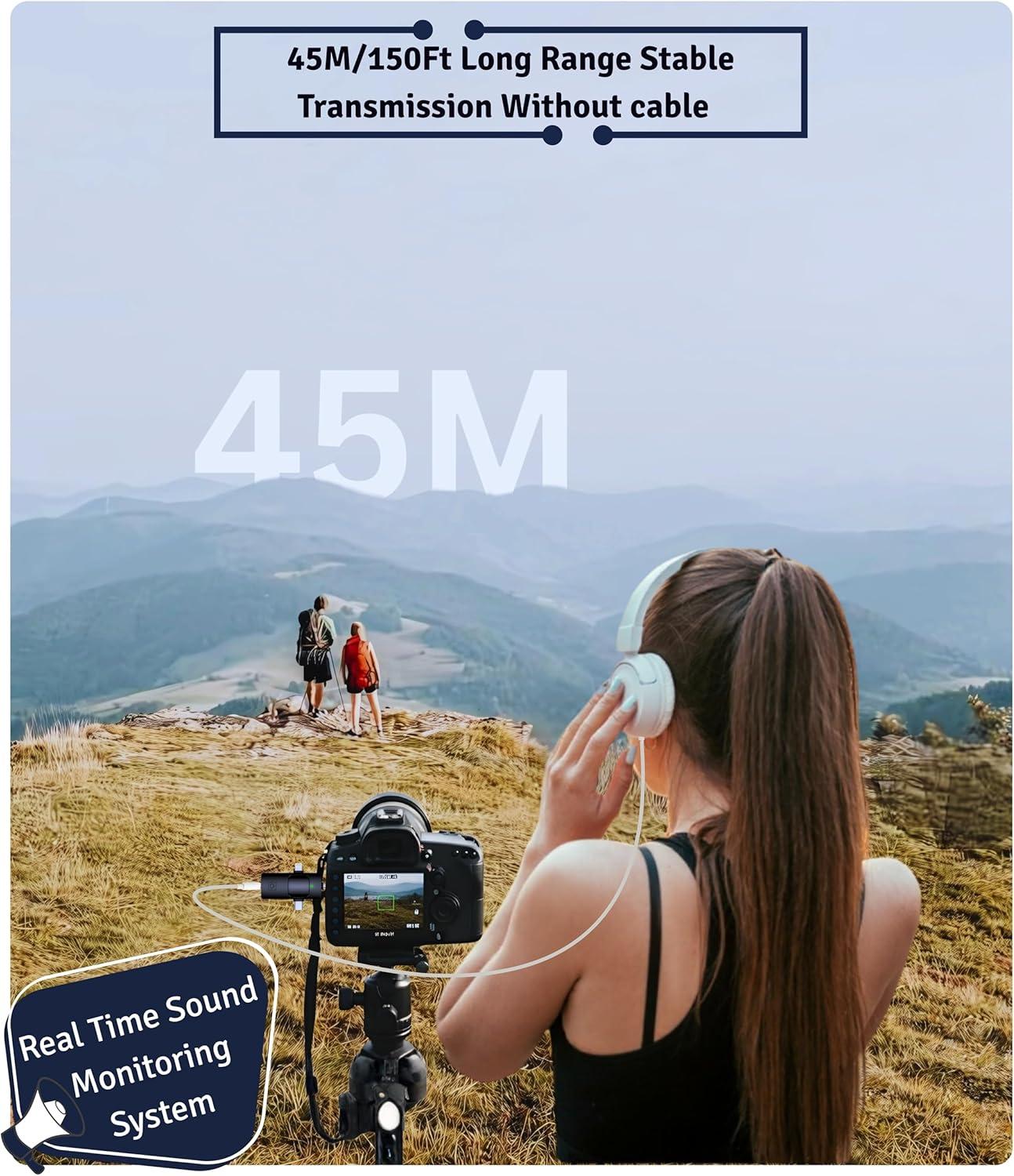 2-Package Wireless Collar Microphone, iPhone/Android/Camera, Mini Microphone Record Interview, Video Blog, YouTube, 3 in 1 Universal Live Shooting Radio Noise Reduction Collar Microphone