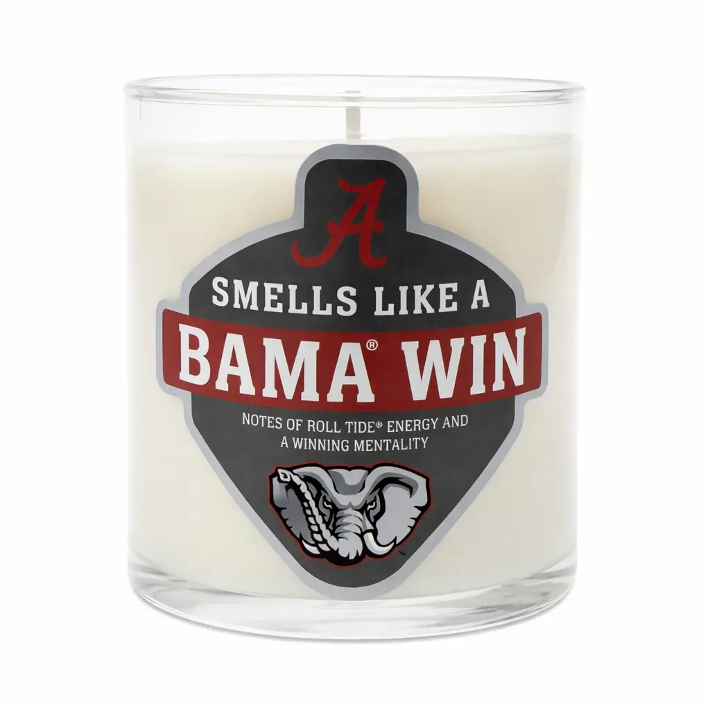 Officially Licensed University of Alabama Soy Wax Decorative Candle - Signature "Smells Like a Bama Win" Scent, Home Fragrance, Decoration, House Decor, Living Room Decor, Room Decorations - Unique Gifts for Alumni & Fans, Roll Tide Game Day Supply, Signa