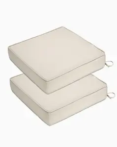 Garvee Set of 2 Waterproof Outdoor Patio Chair Cushions with Ties, Available in 22x22x4 Inch and 19x19x4 Inch Sizes, Suitable for Garden Sofa Couch, Durable and Comfortable, Colors: Dark Gray and Khaki