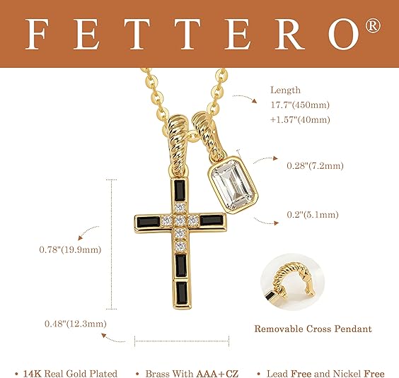 Fettero Gold Cross Necklace for Women Gold Plated Dainty Cross Pendant Non-Tarnish Necklace, Faith Crucifix Chain Jewelry, Elegant Religious Gifts Fettero Gold Cross Necklace for Women Gold Plated Dainty Cross Pendant Non-Tarnish Necklace, Faith Crucifix Chain Jewelry, Elegant Religious Gifts
