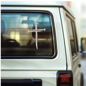Nails Cross Car Decal, Christian Car Bumper Sticker Oracal Vinyl Decal