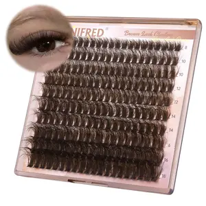 Brown Lash Clusters Dark Brown Individual Lashes Wispy Thick Volume Lash Extension D Curvature Clusters Eyelashes 80D Clusters Lashes by Winifred (8-18mm)