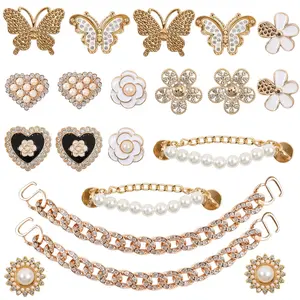 20 Pcs Bling Shoe Charms for Women and Girls Butterfly Flower Shoe Decoration Charms for Clog Diamond Chain Charms Cute Shoe Jewels DIY Shoe Accessories for Birthday Party for Her