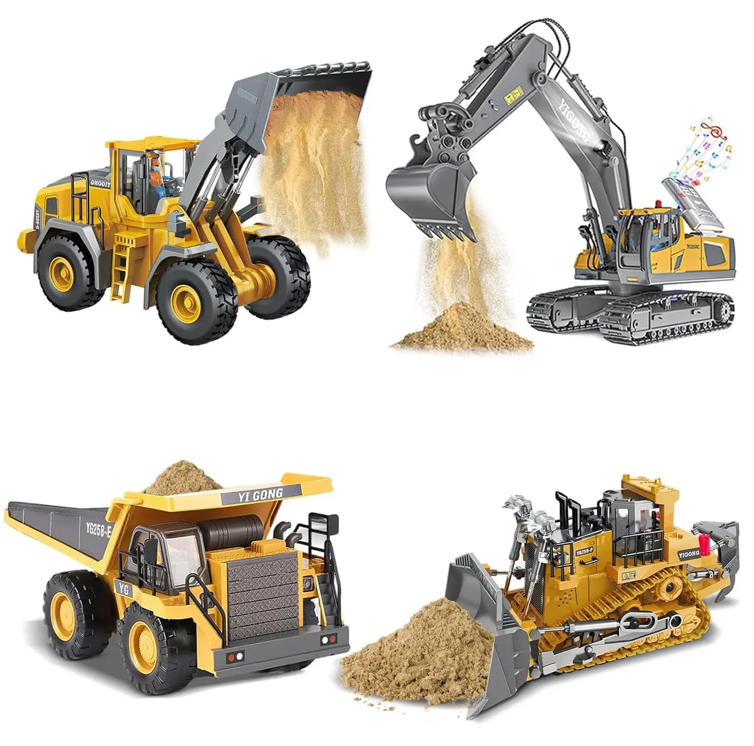 (Flash Sale!)Excavator Remote Control Construction Truck 2.4Ghz 11 Channels RC Bulldozer Alloy Plastic Engineering Vehicle Electronic Toys for Kids,Christmas gift