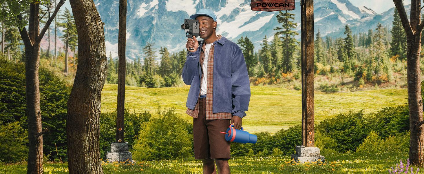 【POWCAN-Clearance Sale 】40ozWith Handle 2-In-1 Straw And Straw Lid Leak-Proof Dishwasher-Safe, Insulated Stainless Steel Travel Coffee Mug Long-Lasting Heat Retention, Suitable For Car Cup Holders, Office