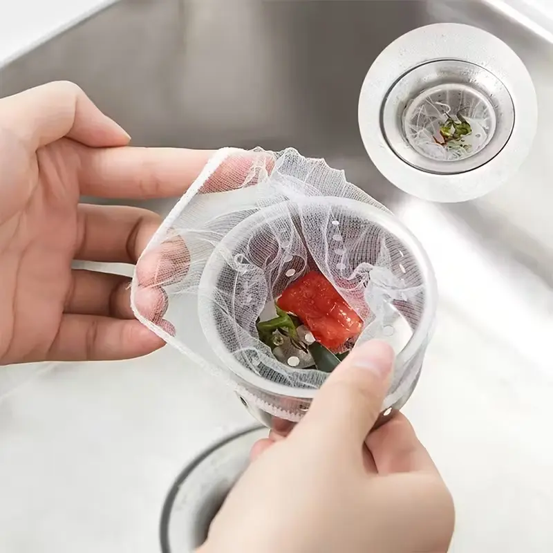 Sink Strainer Bags 100-Pack, Disposable Fine Polyester Mesh Filters for Kitchen, Bathroom & Camping Sinks