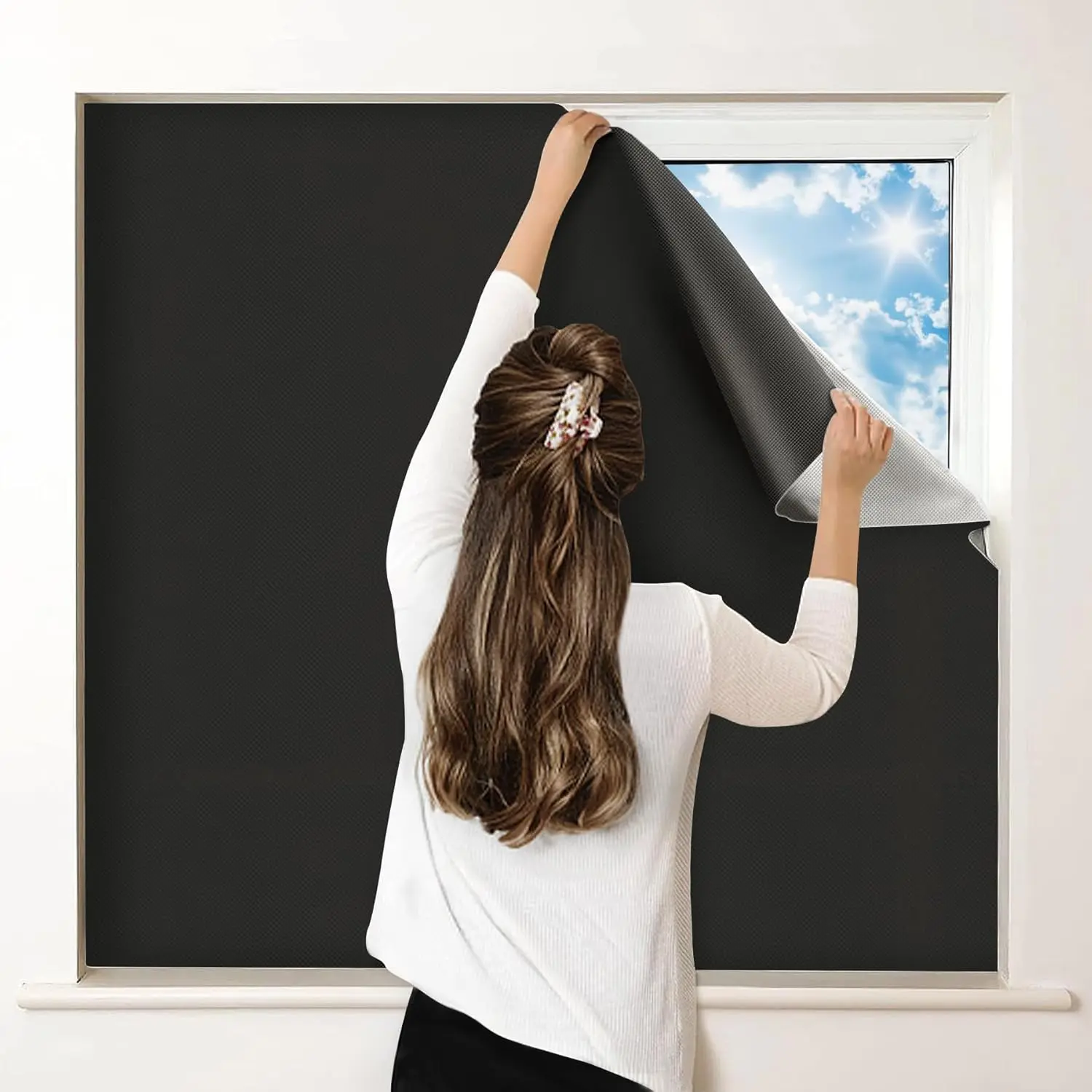 98"x57" Magnetic Blackout Window Blind No Drill Strong Magnet Removable Curtain for Bedroom RV Nursery Travel Use