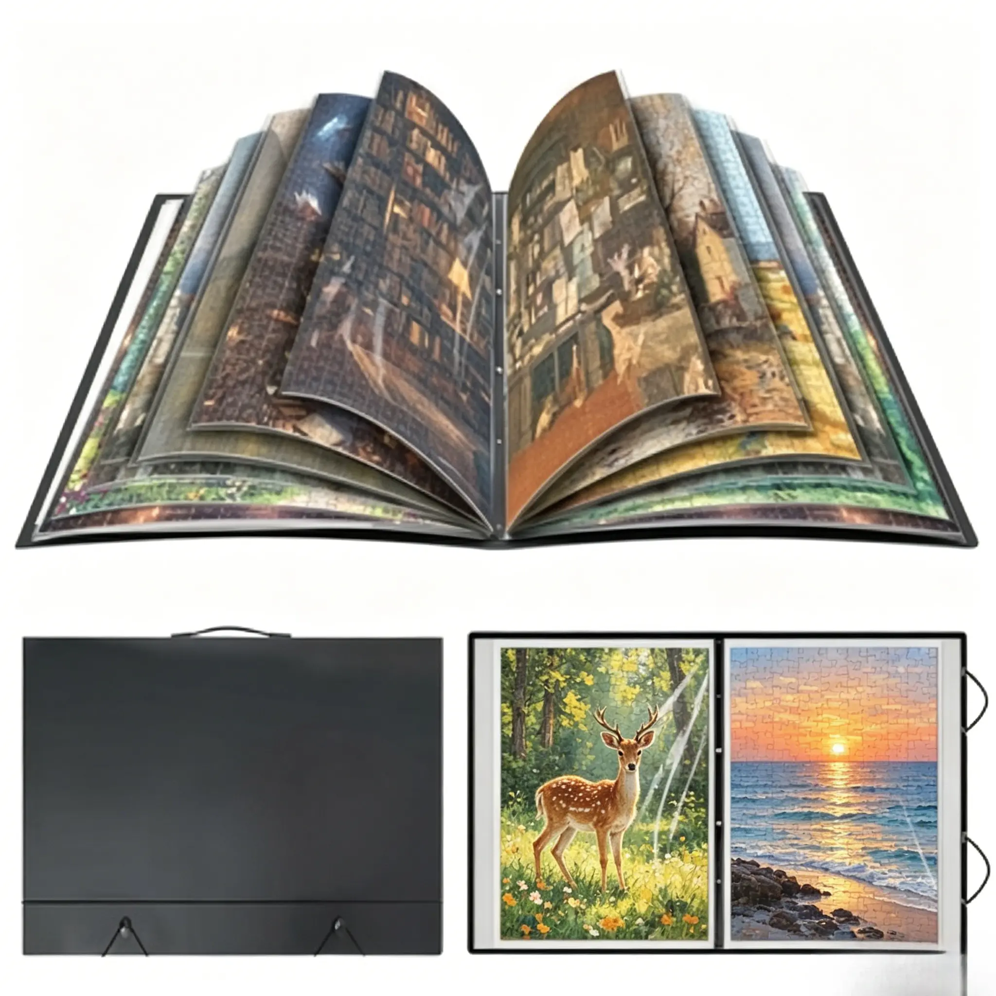 20.87"×28.15" Puzzle Binder – Space-Saving Storage Folder for 500–1000 Piece Puzzle Collection, Holds 24 Puzzles, HD Film Pockets, Birthday Gift for Mom & Grandma