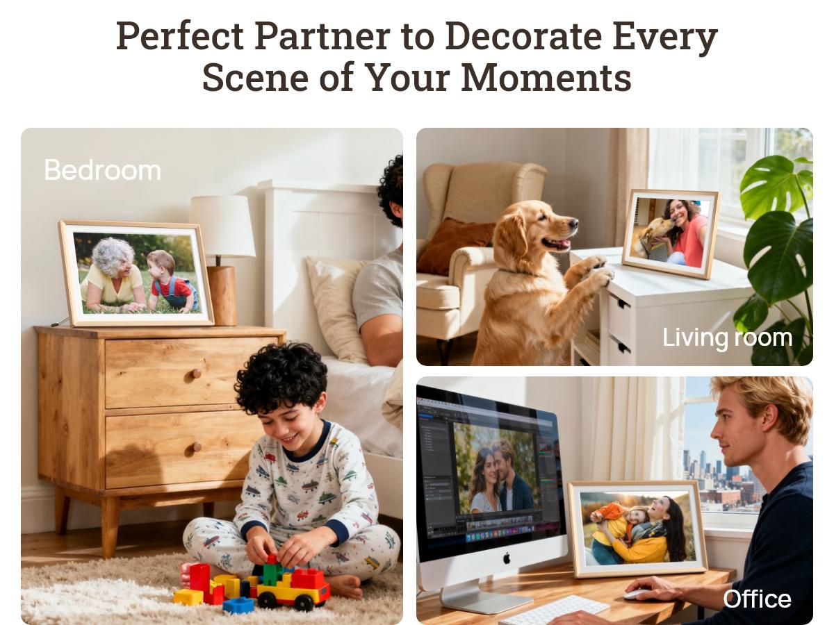 ARZOPA 14.0" Gold Digital Photo Frame Free Unlimited Cloud Storage Touch Screen Auto-Rotate 120s Video Slideshow for Family Friends Couples Nostalgic Memories Display Decor