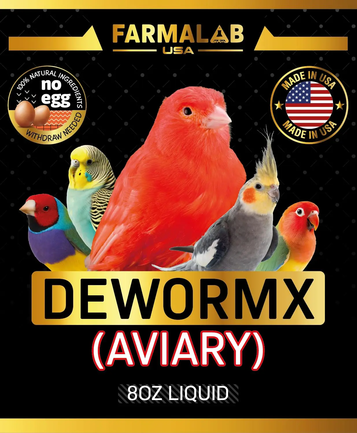 Farmalab Natural Ingredients Poultry Dewormer - No Withdrawal Needed for Roosters, Hens, Chickens, Ducks, Turkeys, Geese, Small Birds & All Baby Chicks (Parakeets, Cockatiels, Lovebirds, Finches, Quakers, Pigeons)