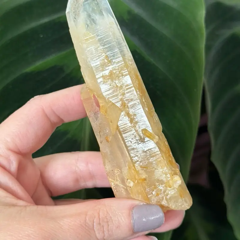 Golden Healer DNA Blue Smoke Lemurian Quartz Wand – Milton Mine