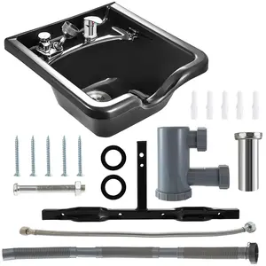 VEVOR Shampoo Basin,  , Black Hairdresser Sink Shampoo Bowl Sink,  ABS Plastic Salon and Spa Hair Washing Sink, Hair Backwash Basin Beauty Salon Equipment for Hair Stylists