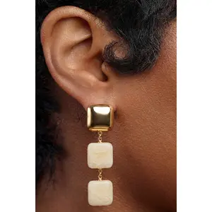 Ivory Marble Triple Drop Earrings