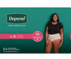 Depend Fit-Flex Incontinence & Postpartum Underwear for Large Women 84 Count