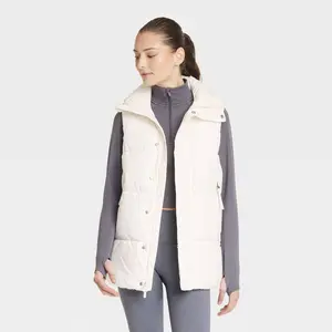 All In Motion Women's Long Puffer Vest Sleeveless Jacket Length
