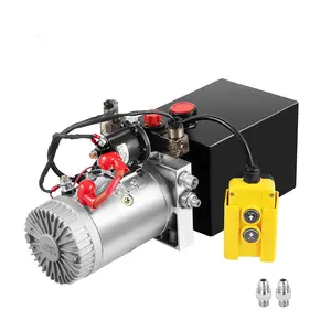 Garvee 12V Hydraulic Pump for Dump Trailers, 15 Quart Double Acting Electric Hydraulic Power Unit with Metal Oil Reservoir, Ideal for Dump Trailers and DIY Hydraulic Systems