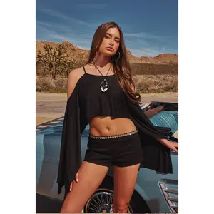 Ivanna Cutout Cape Cropped Top