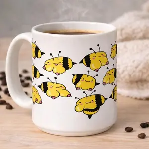 [Sale off up to 50%] Funny Bee Coffee Mug, Kawaii Boobees Design, Humorous Bee Lover Gift, 11oz & 15oz ceramic mug