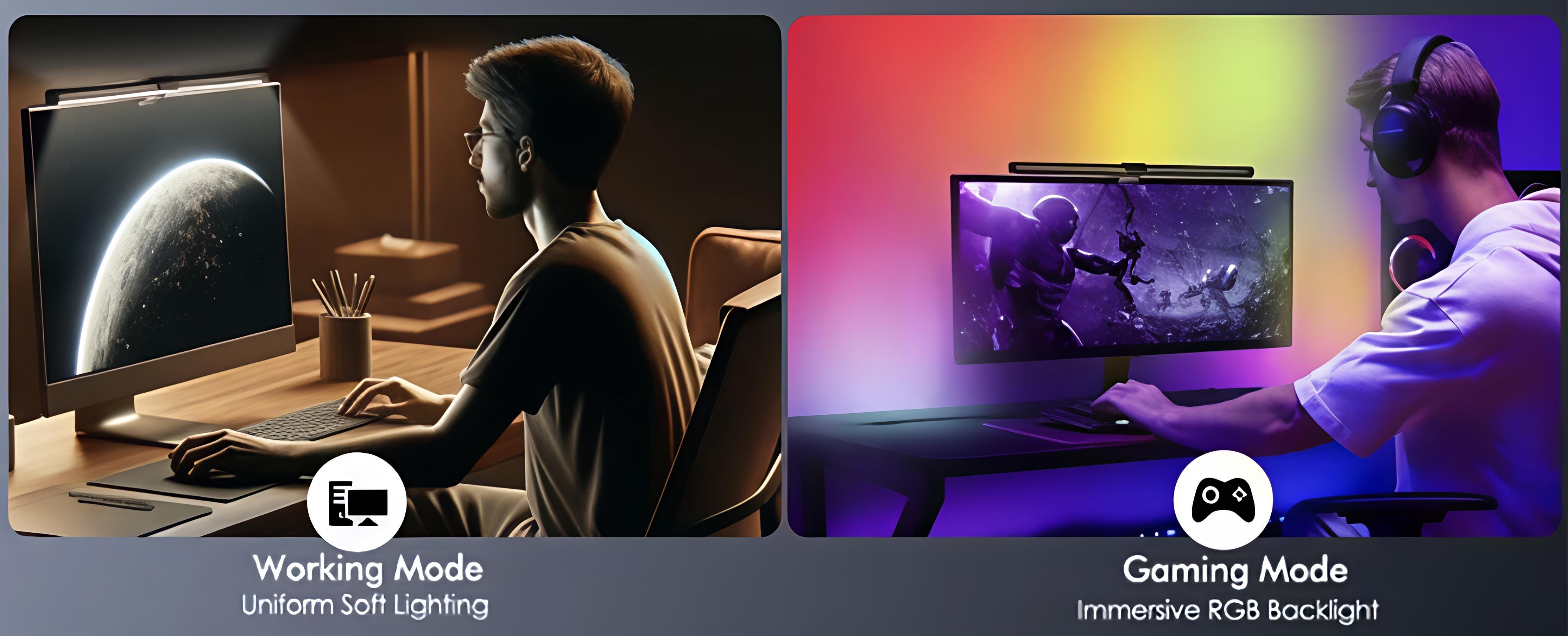 LED Backlit Dual-Sided Monitor Light RGBW Night Light with Ergonomic Touch Control USB Powered Eye Protection for Home Office Gaming Setup LED Backlit Dual-Sided Monitor Light RGBW Night Light with Ergonomic Touch Control USB Powered Eye Protection for Home Office Gaming Setup