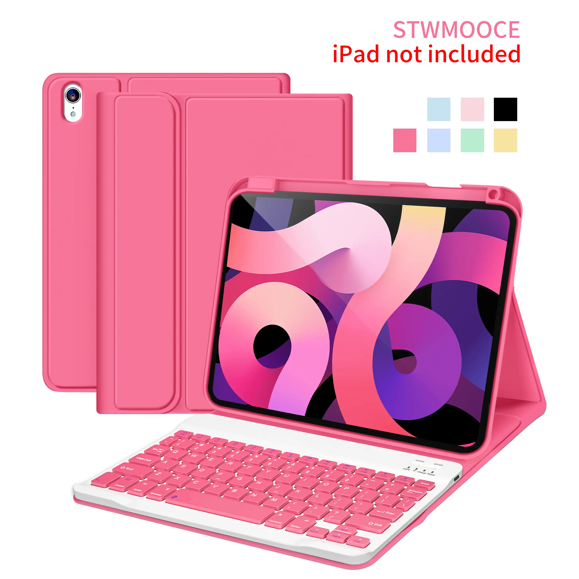 STWMOOCE For iPad Tablet Computer Wireless Keyboard Magnetic Cute Case Protective,Compatible with 10.2-inch iPad 7/8/9th, 10.9-inch iPad 10th, 10.9-inch iPad Air4/5th, 11 iPad Air(M2/M3), 11-inch iPad Pro2/3/4th Gen,Pink Protection Casing Screen Cover out