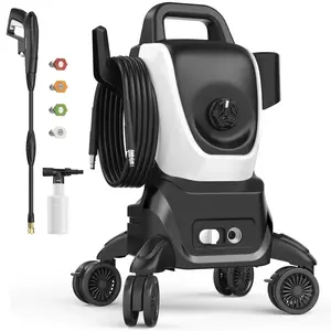【Strong Flow】Pressure Washer, Power Washers with 4 Wheels for Car Wash, High Pressure Washers with Foam Cannon fwith Self-Locking Anti-Tip Wheels for Car, Driveway, Patio, and Home