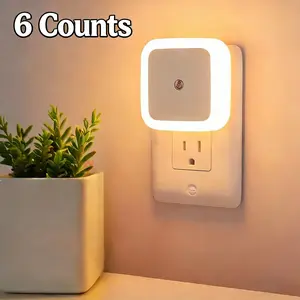 6-Counts Night Light Plug into Wall, Dusk to Dawn Nightlight Led Night Lights for Bedroom, Bathroom, Hallway Warm White Home Lighting, lights for bedroom, night light