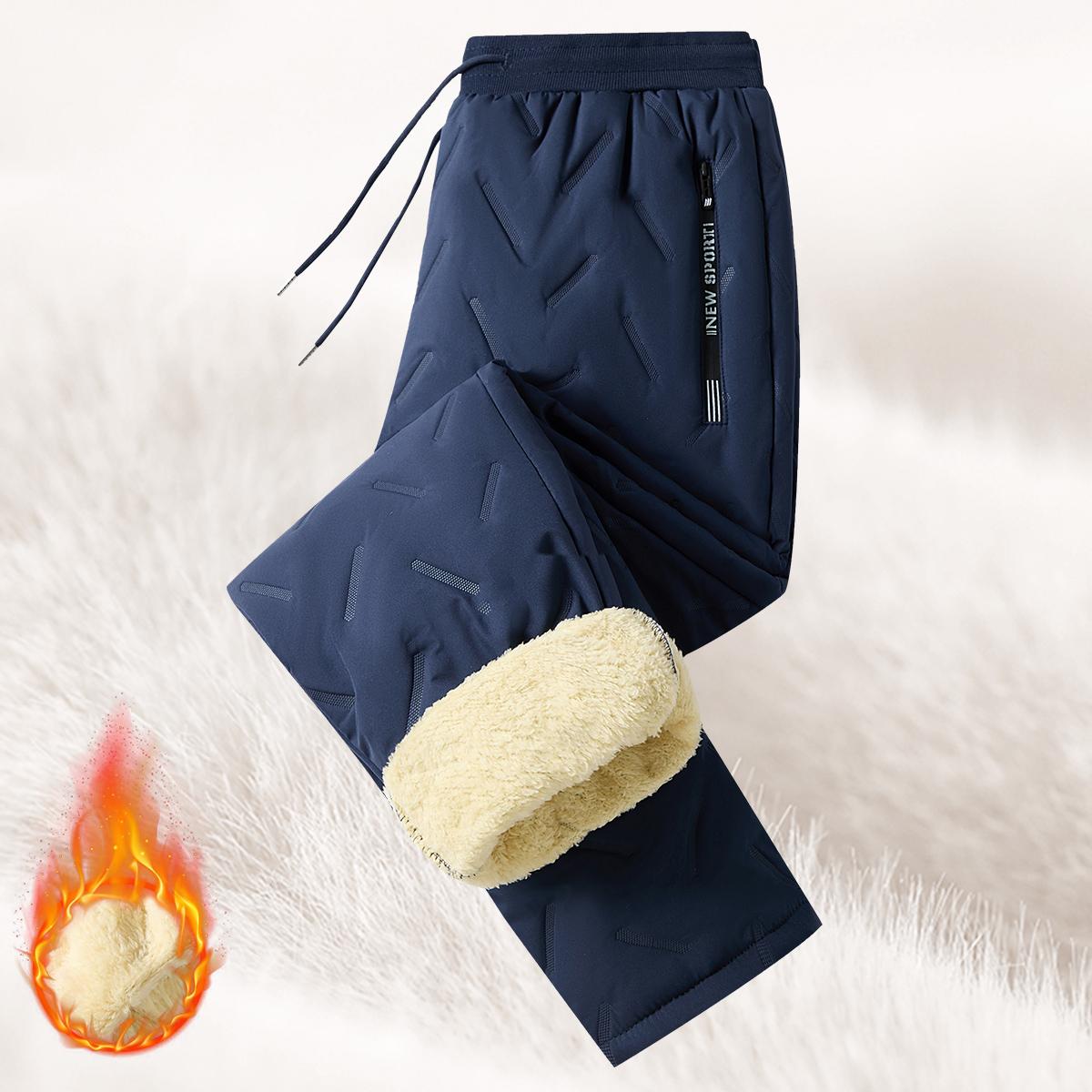 Men’s Warm Thermal Winter Snow Pants Ideal for Workouts & Outdoor Activities Machine Sweatpants Men Perfect for Extreme Cold Weather Layered Solid Color Design Regular Fit Menswear Top Stylish Trousers Men’s Casual Plain drawstring waistband