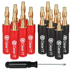 GEARit 6 Pairs 4mm Pin Screw Type Speaker Banana Plugs, Connector for Audio Port Cable Connection