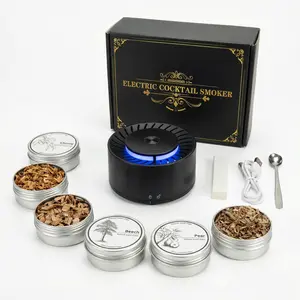 [Father's Day Gift]Electric Whiskey Smoker Kit, Portable Smoke Infuser with LED Light, 6 Flavors Wood Chips for Whiskey, Bourbon, Cocktails, Gift for Home Bar Bartenders & Whiskey Lovers,Utensils,Wooden