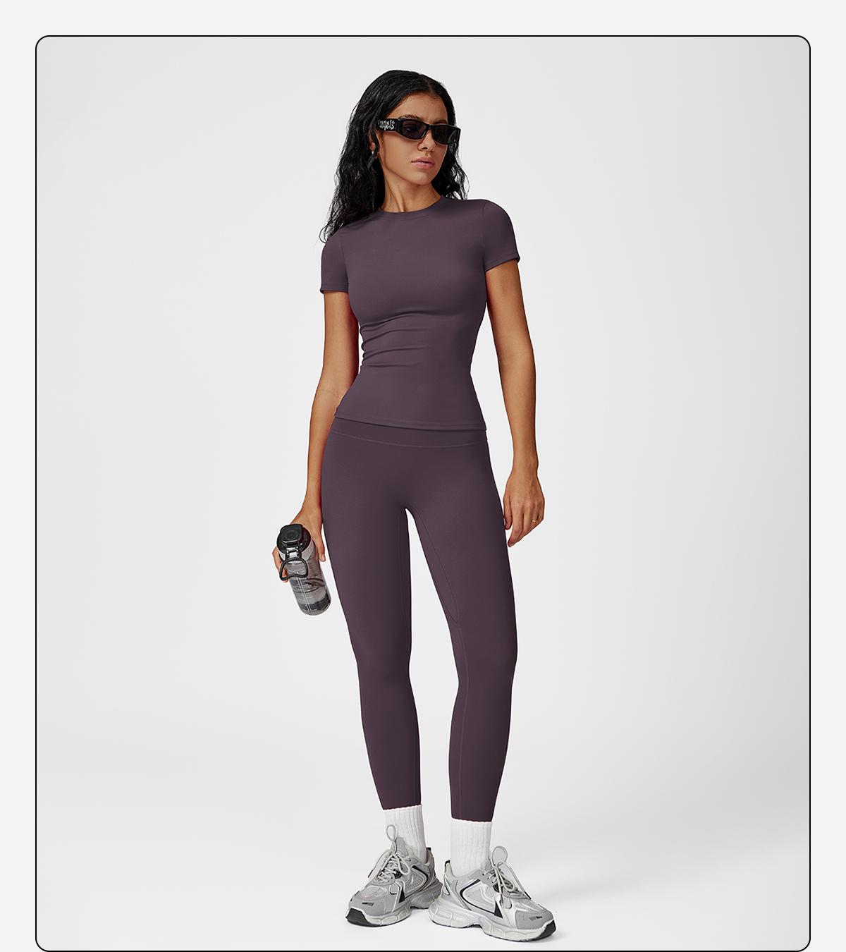 Women’s Solid Color Top & High Waist Leggings Sports Set by MFVIM - Casual, Comfortable, Breathable Two-Piece for Yoga, Gym, Workouts, Running, Ladies’ Gym Sportswear for All Seasons, Yoga Clothing Set,back to school,back to school haul